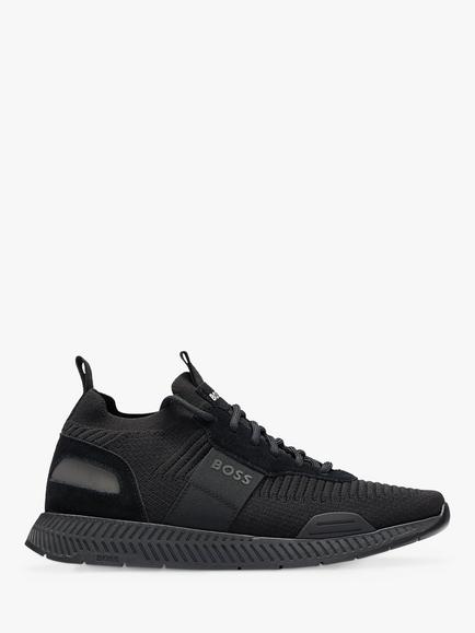 BOSS Titanium Structured Knit Sock Trainers, Black