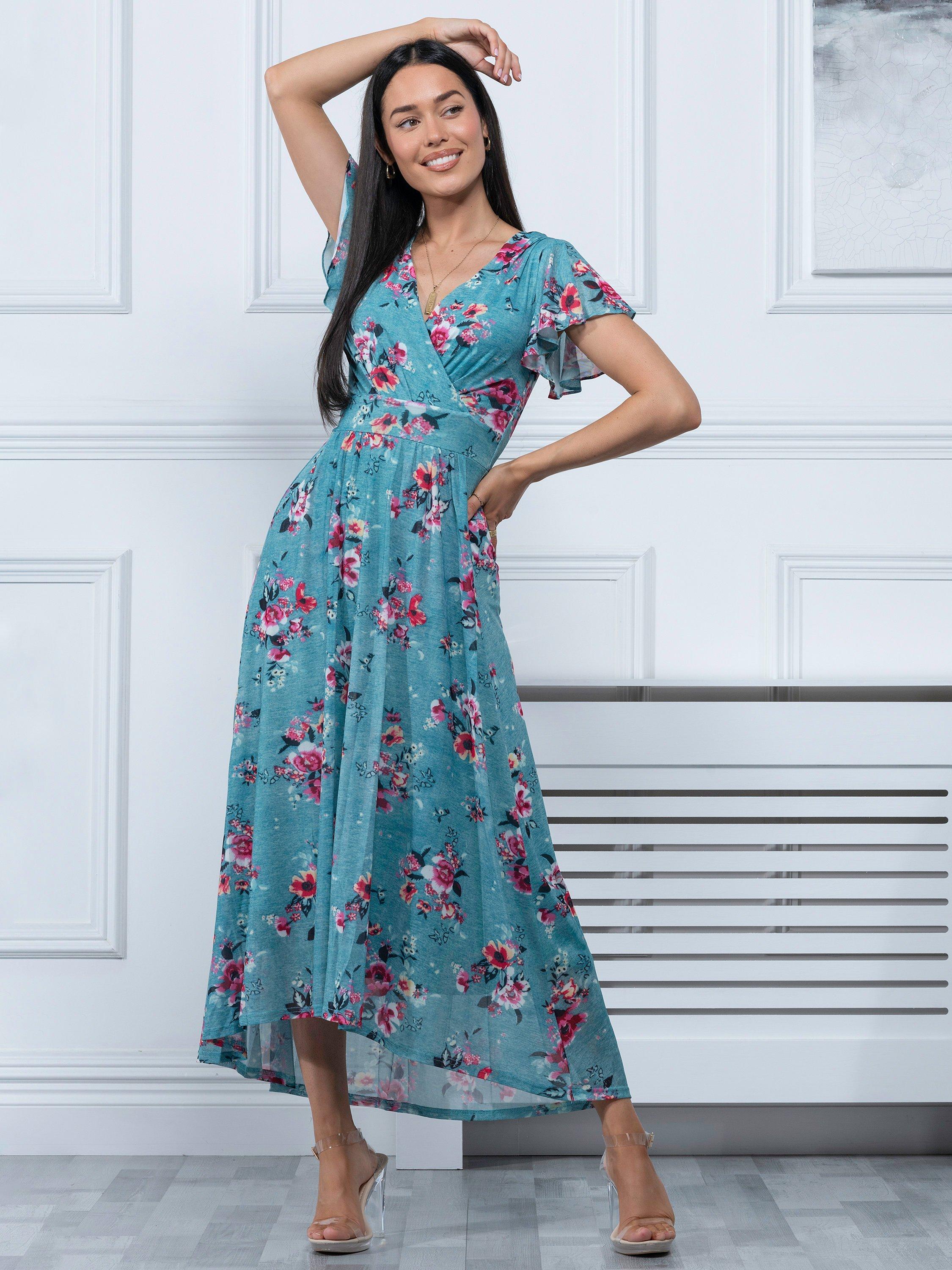 Jolie Moi Eliza Dip Hem Floral Maxi Dress
