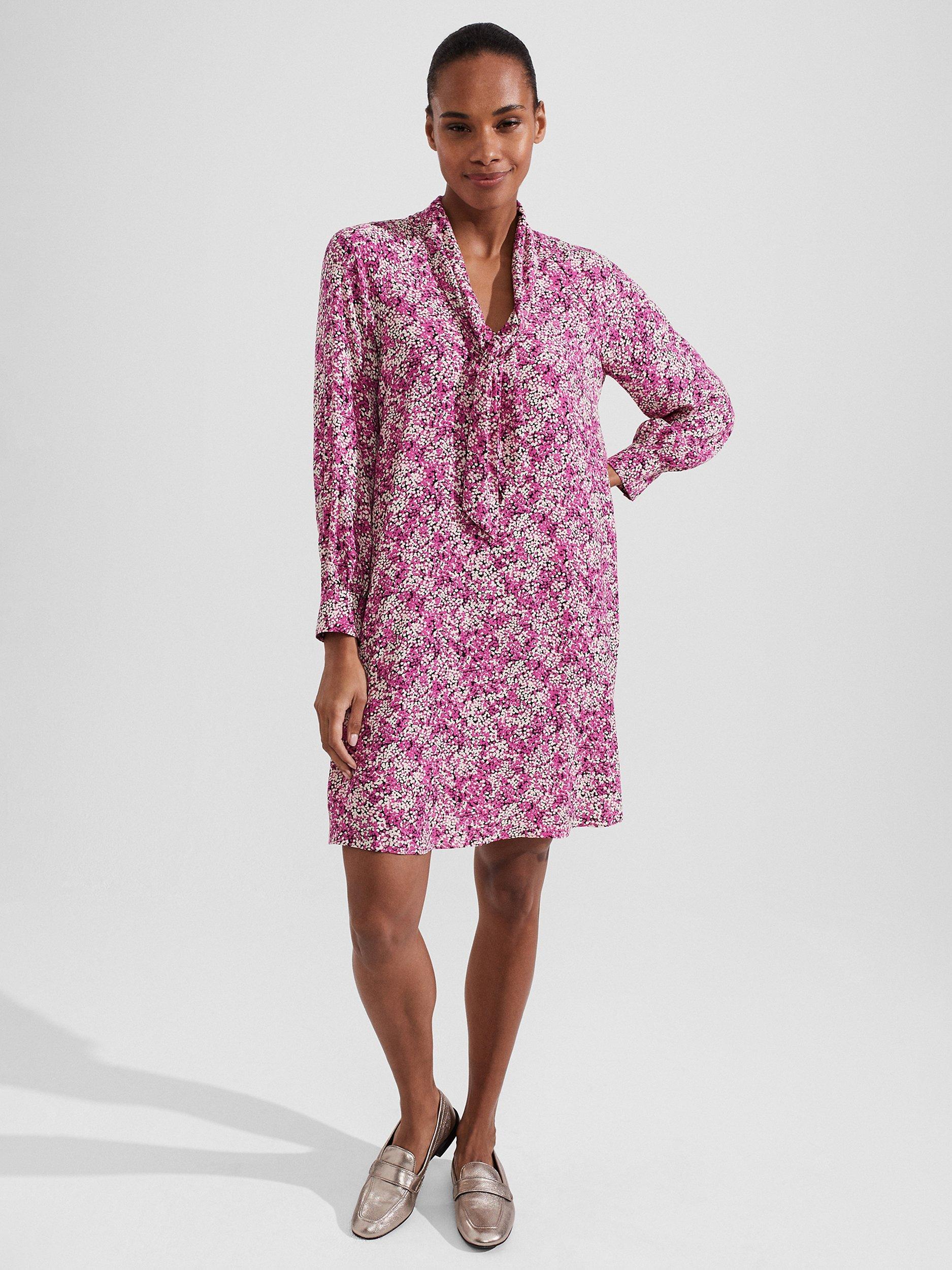 Hobbs Monroe Abstract Print Mini Dress Pink Multi