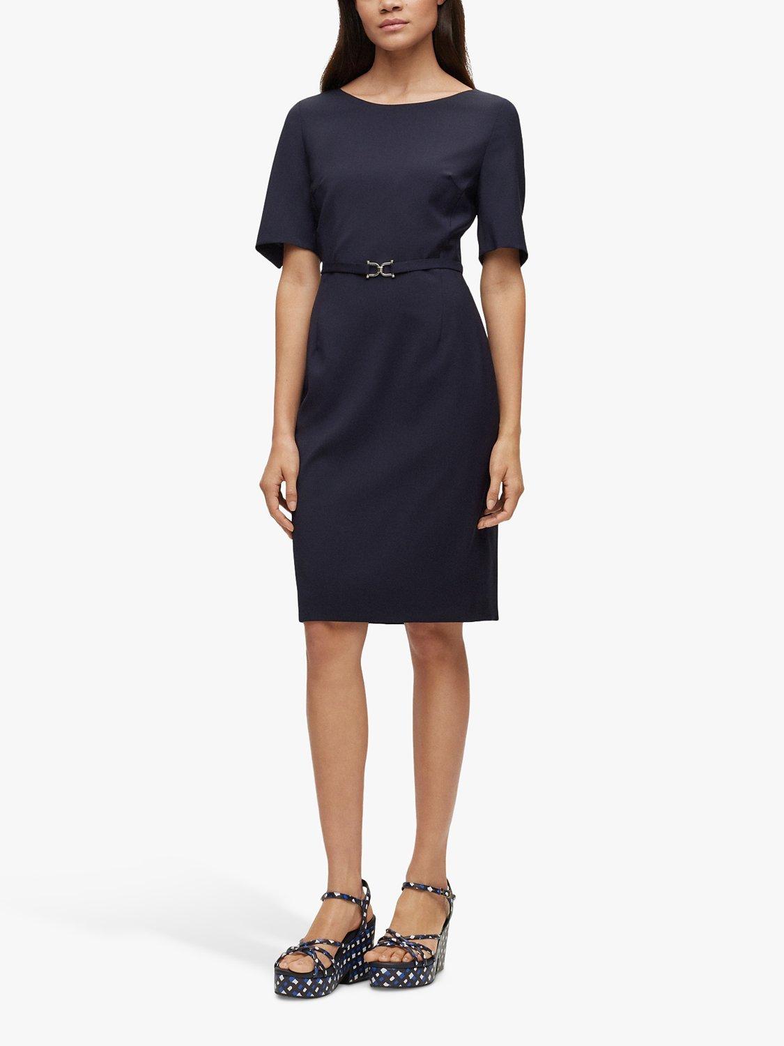 HUGO BOSS Daleah Belted Pencil Dress, Navy