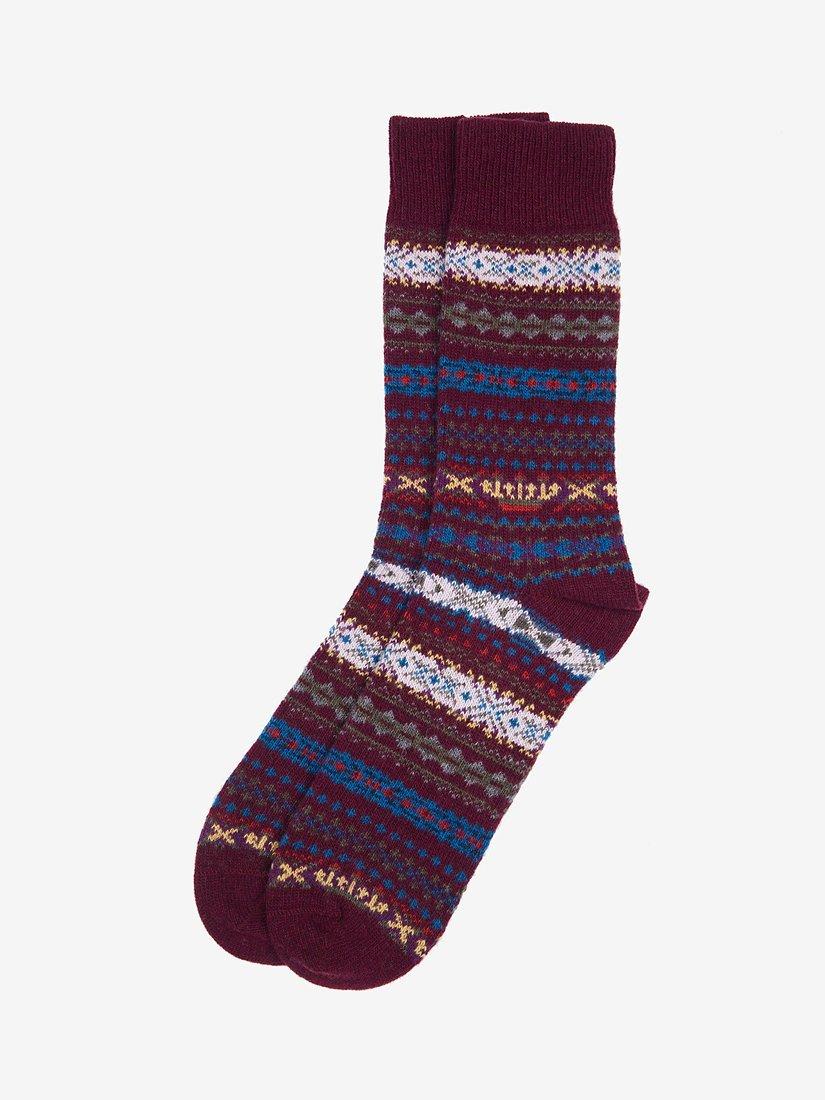 Barbour Boyd Fair Isle Socks, Burgundy