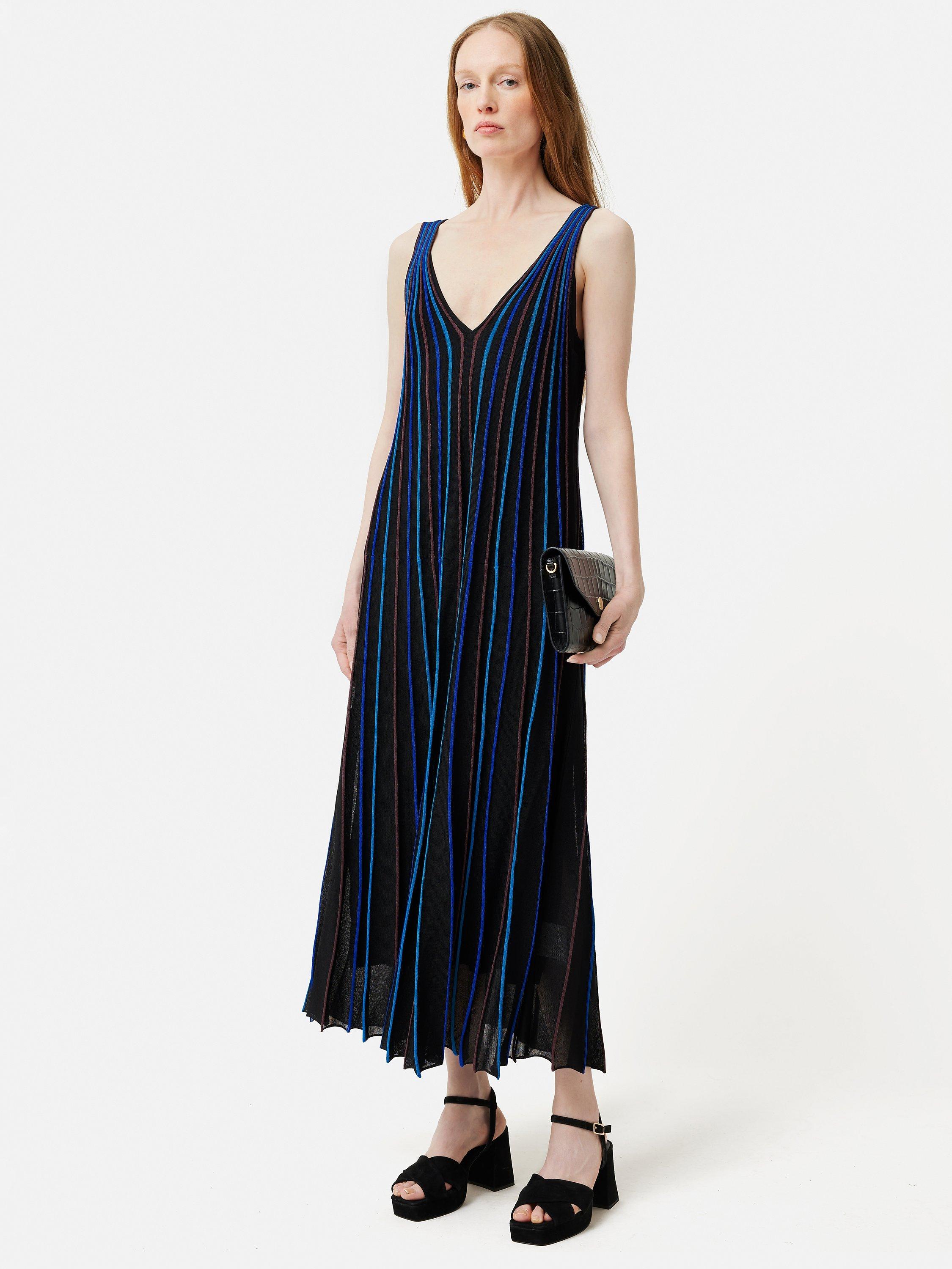 Jigsaw Sunray Textured Stripe Maxi Dress, Black