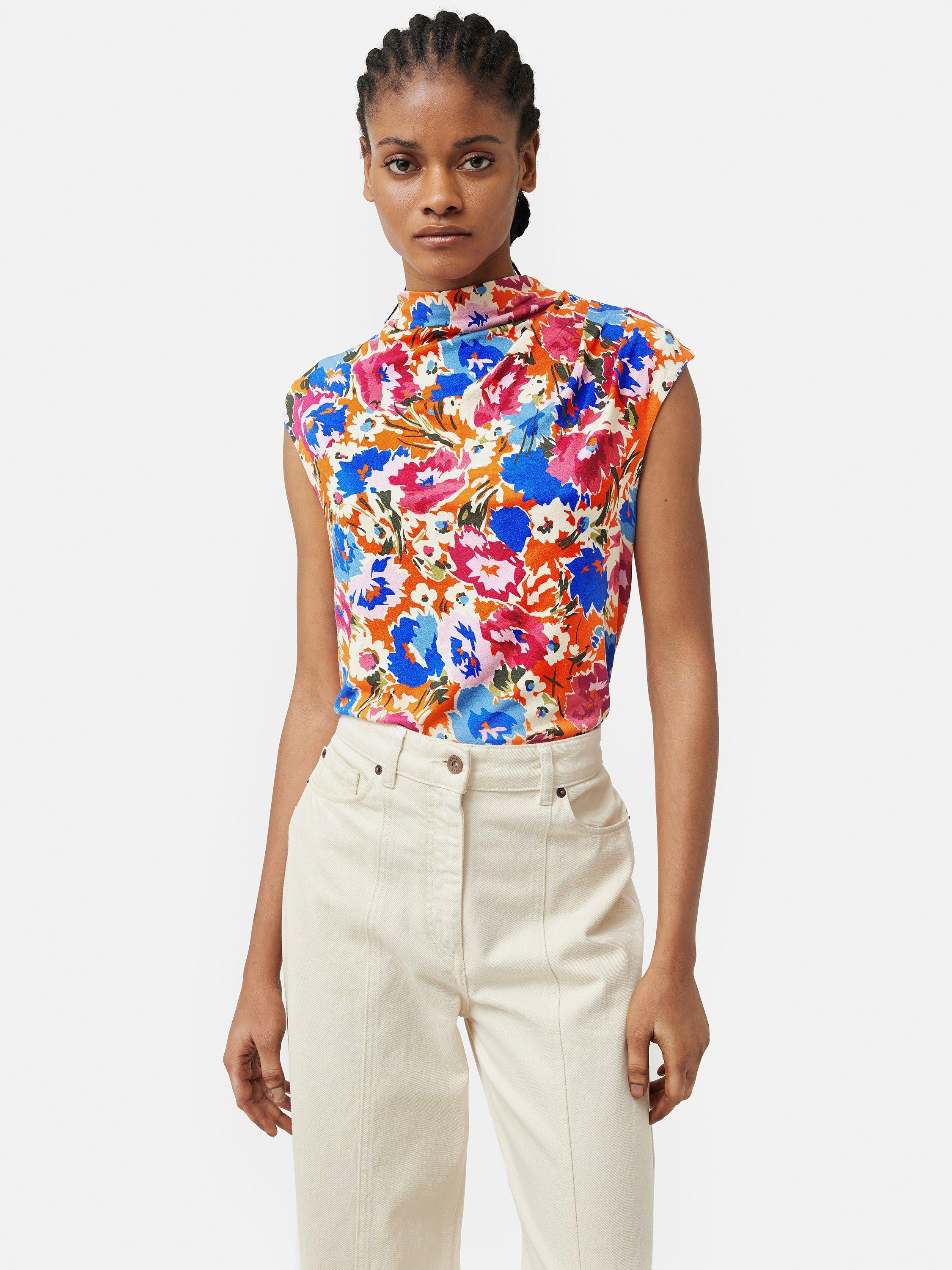 Jigsaw Floral Cowl Neck Top, Multi