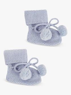 Trotters Baby Wool Blend Little Booties, Pale Blue