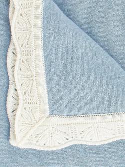 Trotters Baby Frill Trim Cashmere Blanket - view 2, Pale Blue