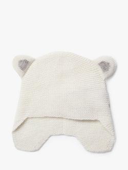 Trotters Newborn Wool and Cashmere Blend Teddy Hat, Off White