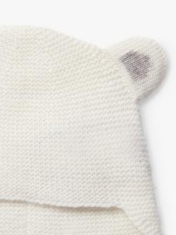 Trotters Newborn Wool and Cashmere Blend Teddy Hat - view 2, Off White