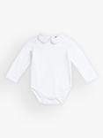 Trotters Baby Milo Stitched Cotton Blend Bodysuit, White/Pale Blue
