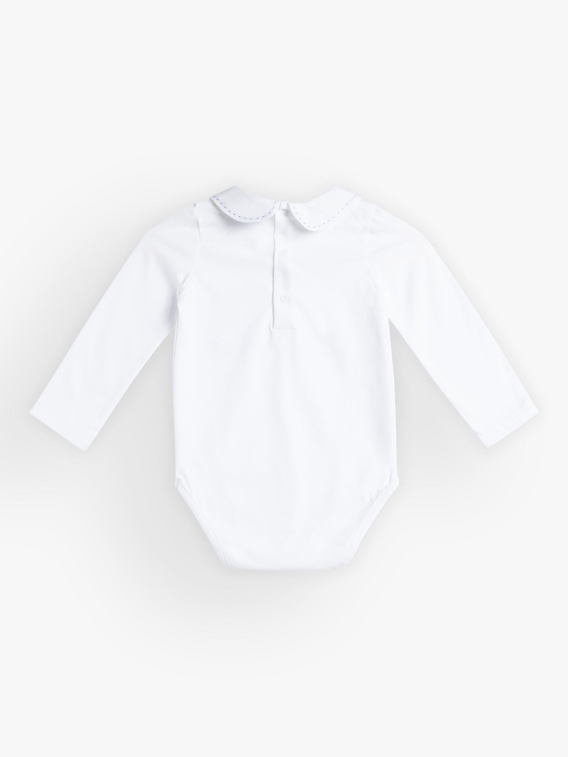 Product image 2 of 3, which shows Trotters Baby Milo Stitched Cotton Blend Bodysuit, White/Pale Blue, 3-6 months