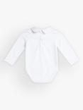 Trotters Baby Milo Stitched Cotton Blend Bodysuit, White/Pale Blue
