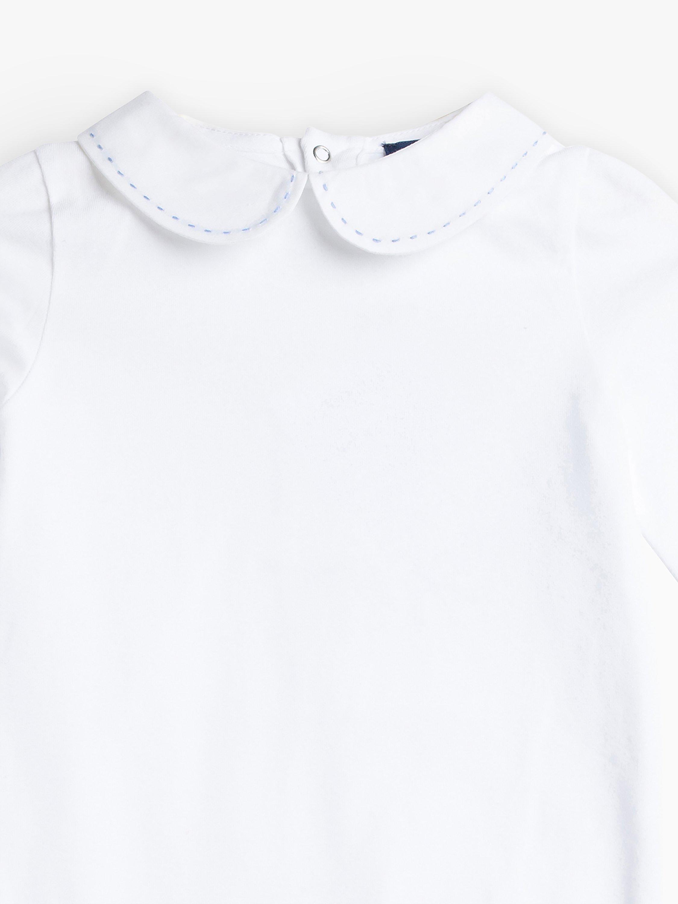 Product image 3 of 3, which shows Trotters Baby Milo Stitched Cotton Blend Bodysuit, White/Pale Blue, 3-6 months