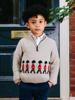 Trotters Kids' Marching Guardsman Half Zip Jumper, Oatmeal, Oatmeal