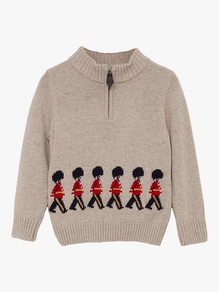Trotters Kids' Marching Guardsman Half Zip Jumper, Oatmeal - view 2, Oatmeal