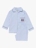 Trotters Kids' Felix Brushed Cotton Stripe Pyjamas, Blue/White Stripe