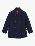 Trotters Kids' Double Breasted Wool Coat, Navy