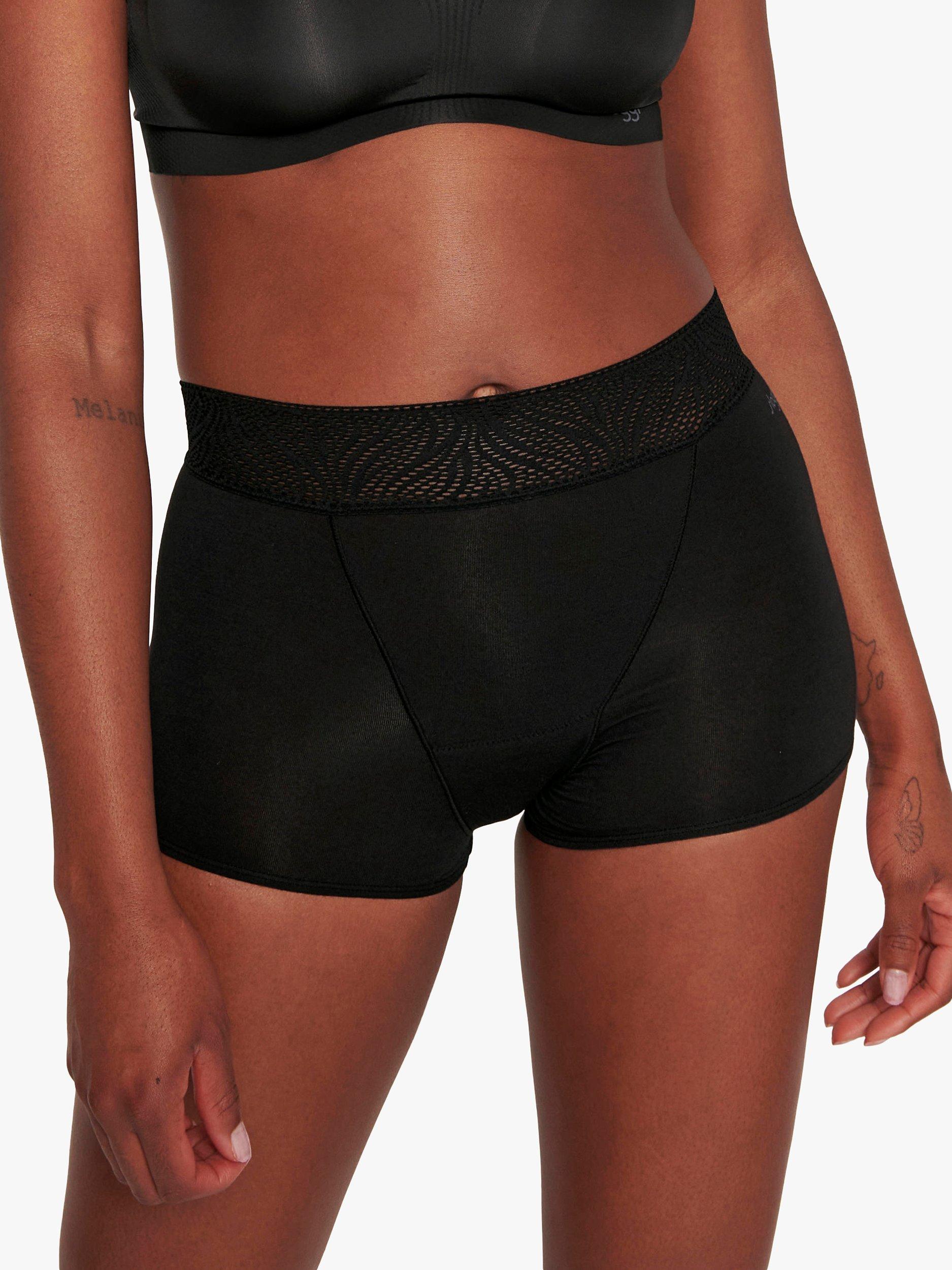 Product image 1 of 7, which shows sloggi Medium Absorbency Shorts Period Knickers, Pack of 2, Black, L