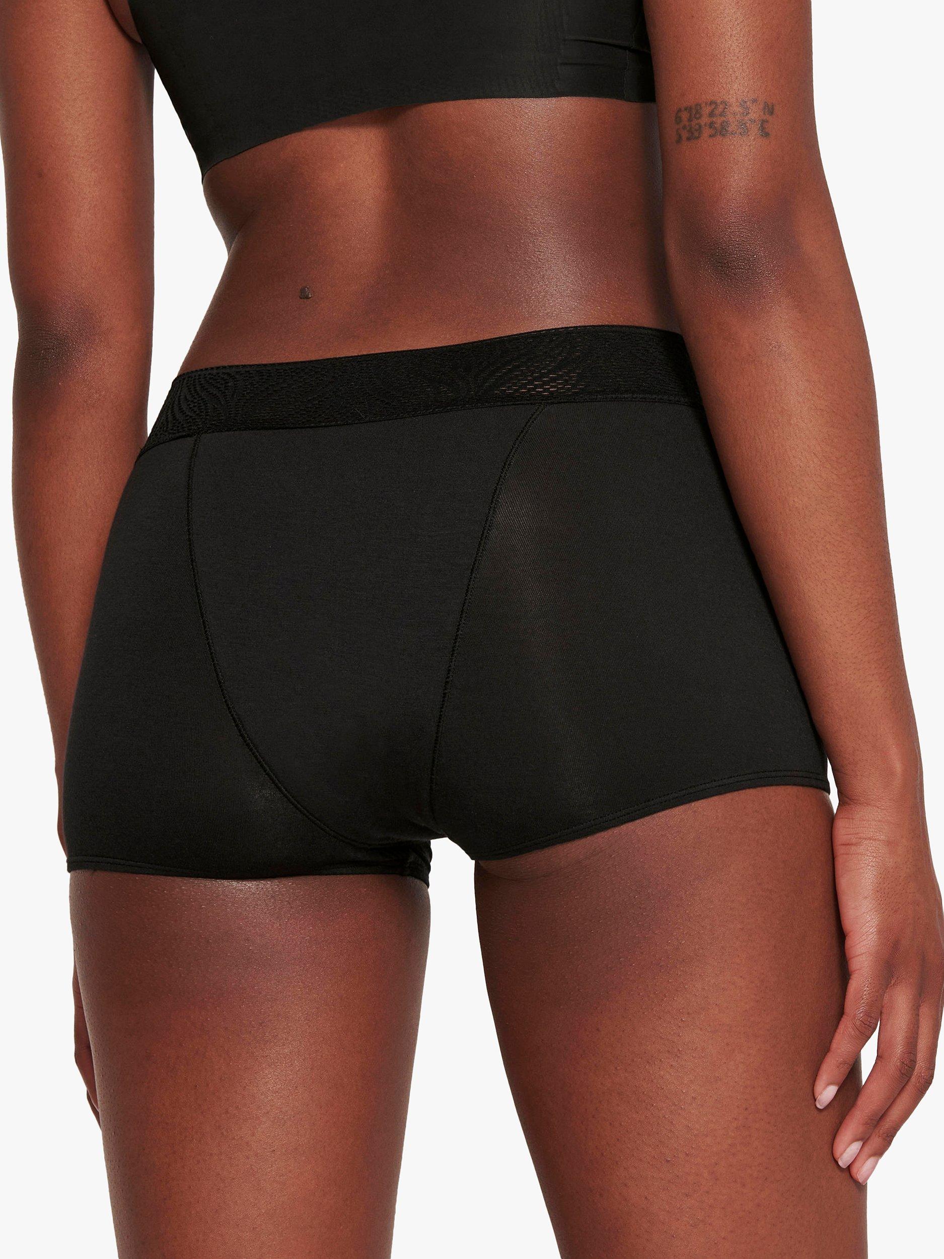 Product image 2 of 7, which shows sloggi Medium Absorbency Shorts Period Knickers, Pack of 2, Black, L