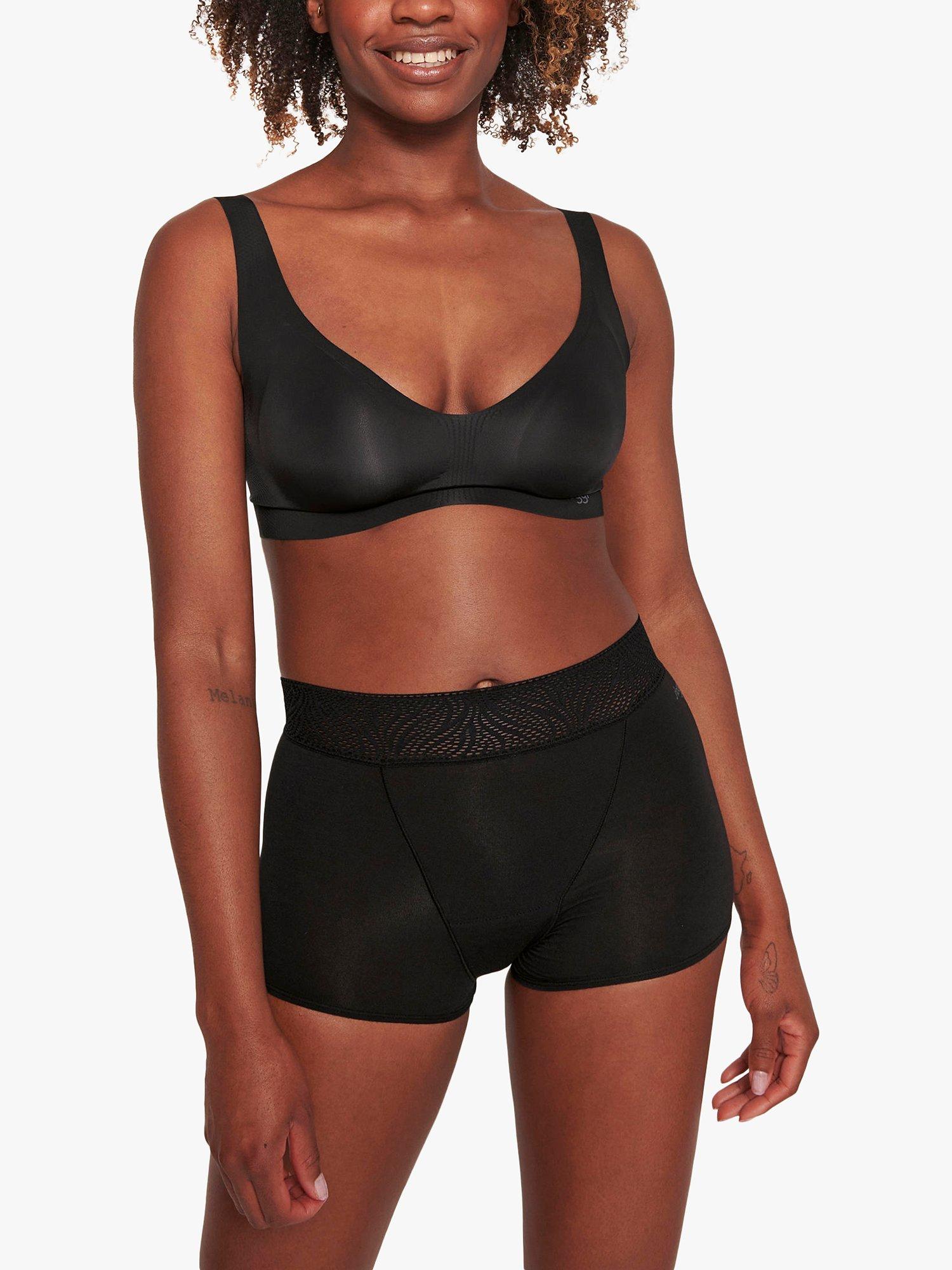Product image 3 of 7, which shows sloggi Medium Absorbency Shorts Period Knickers, Pack of 2, Black, L