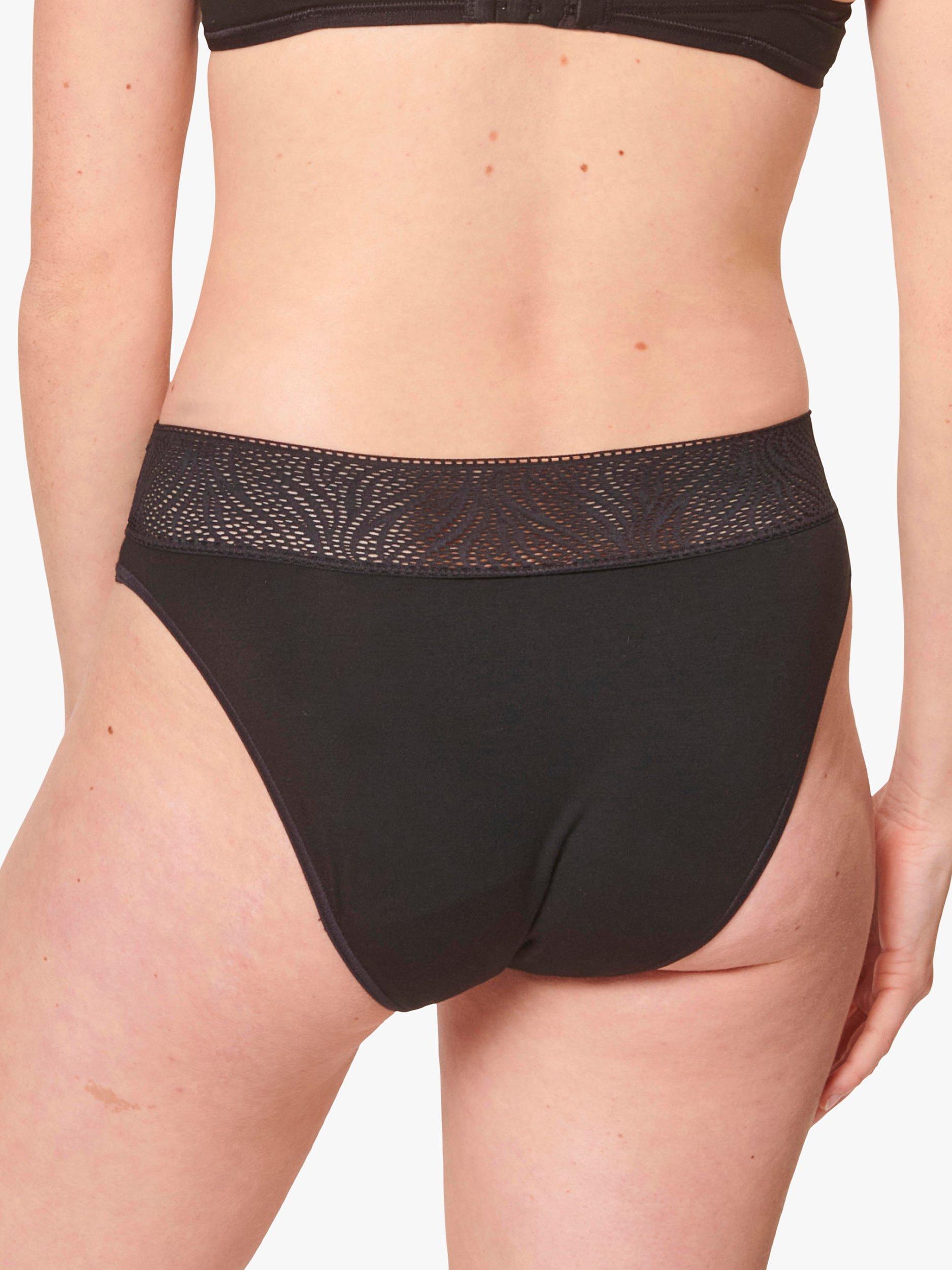 Product image 2 of 6, which shows sloggi High Absorbency Tai Period Knickers, Pack of 2, Black, XXS