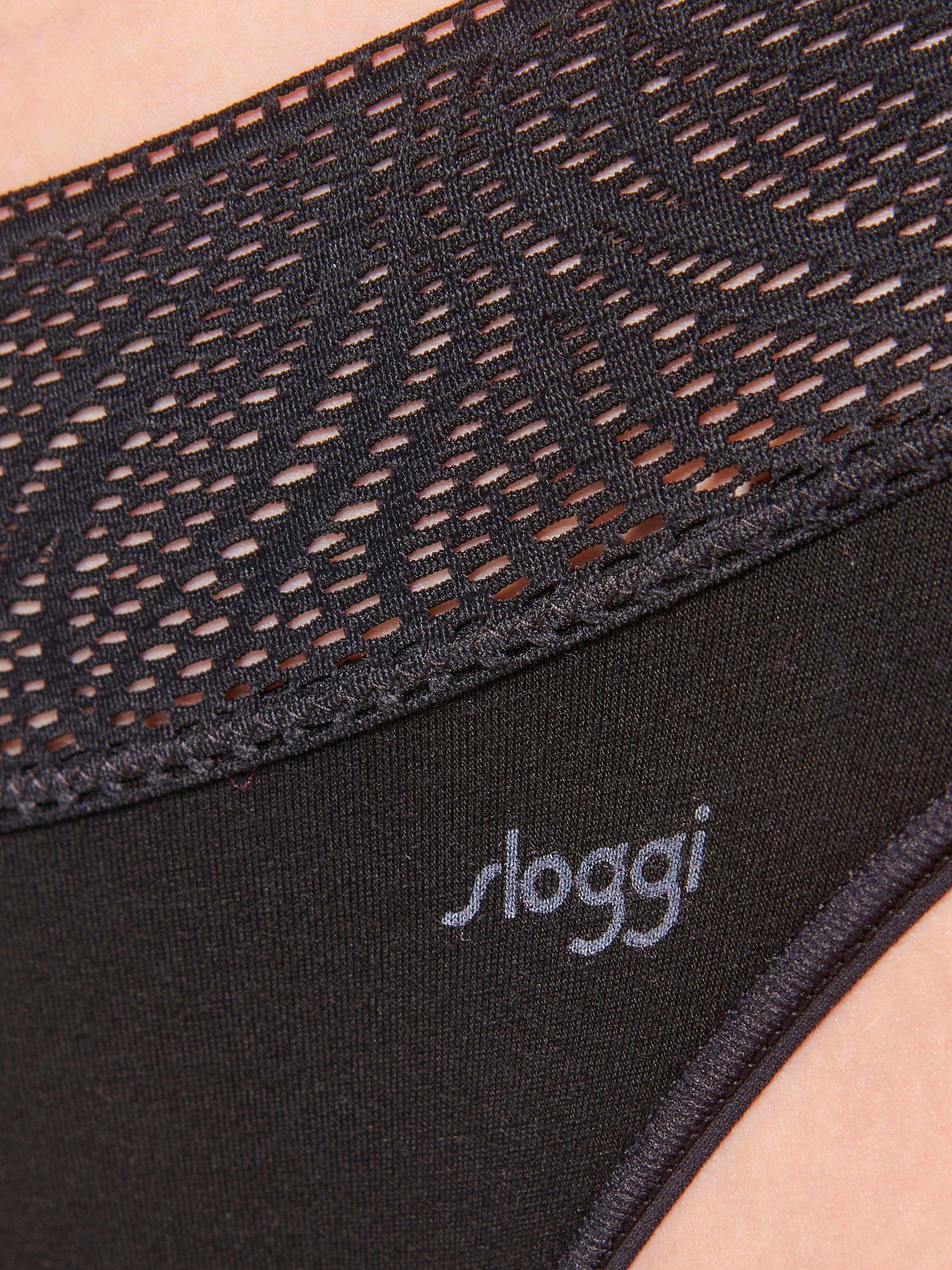 Product image 3 of 6, which shows sloggi High Absorbency Tai Period Knickers, Pack of 2, Black, XXS