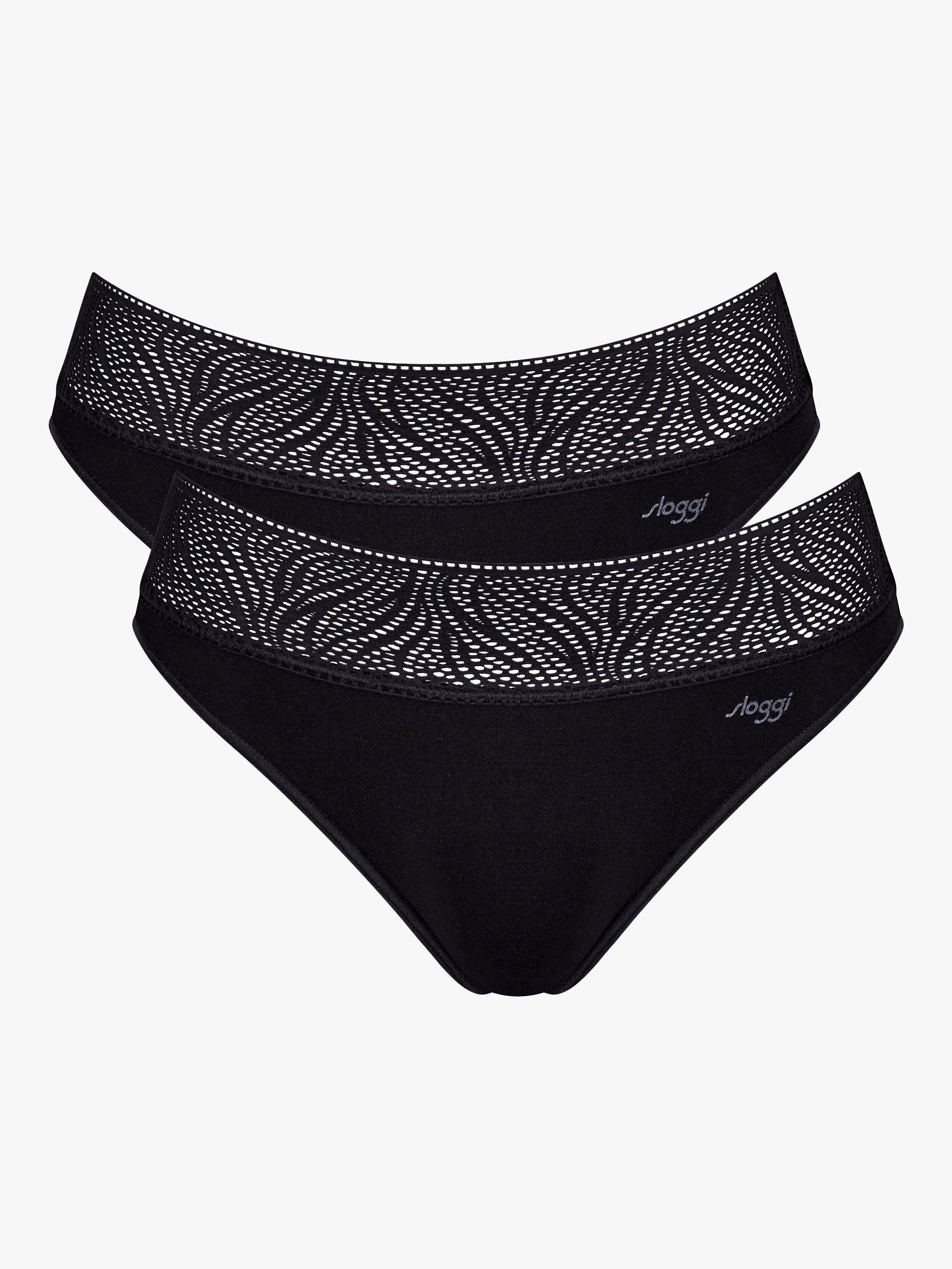 Product image 4 of 6, which shows sloggi High Absorbency Tai Period Knickers, Pack of 2, Black, XXS