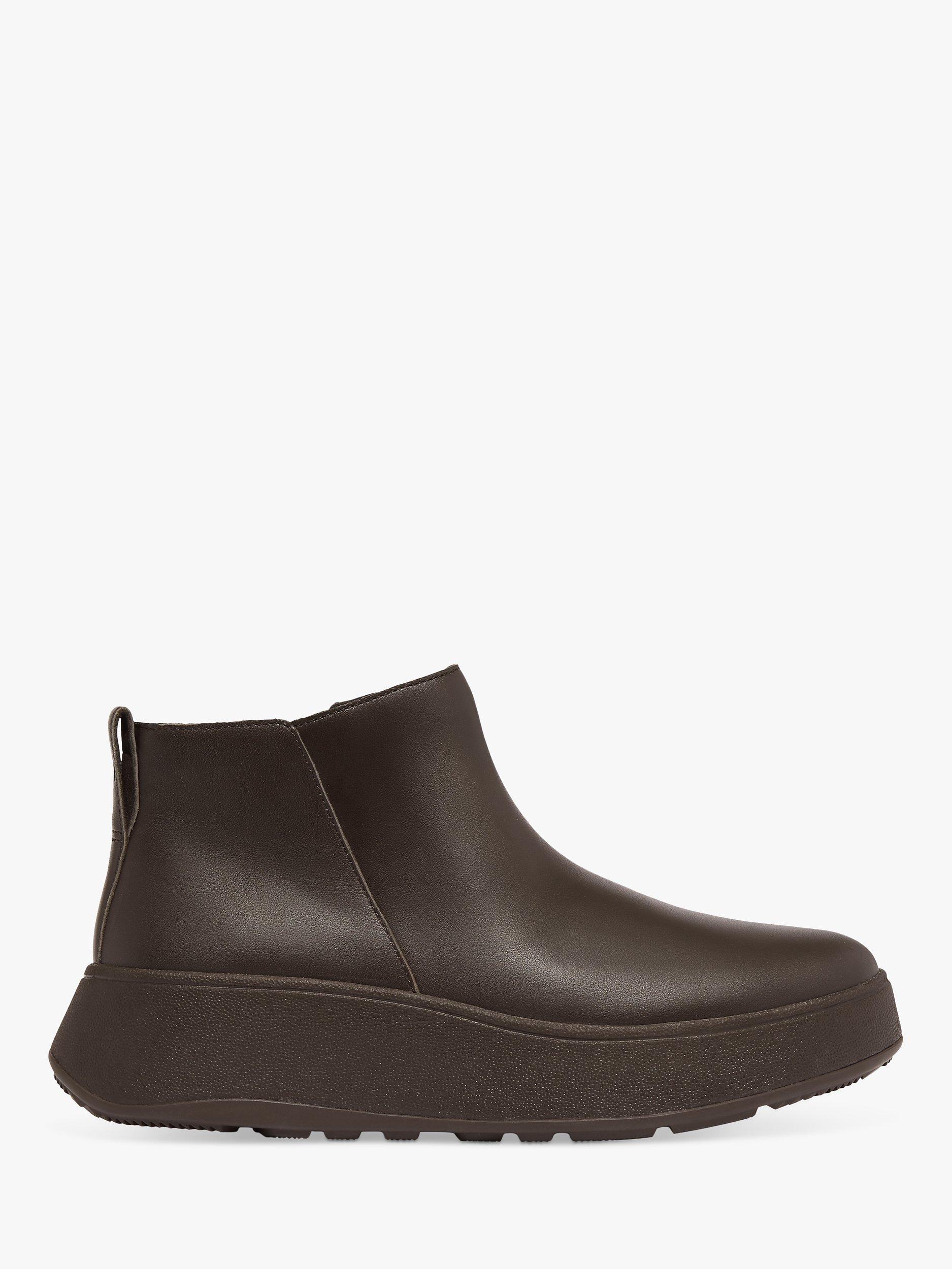 FitFlop F-Mode Leather Ankle Boots, Chocolate Brown