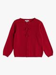 Trotters Kids' Wool Blend Cardigan with Velvet Bow Detail, Crimson