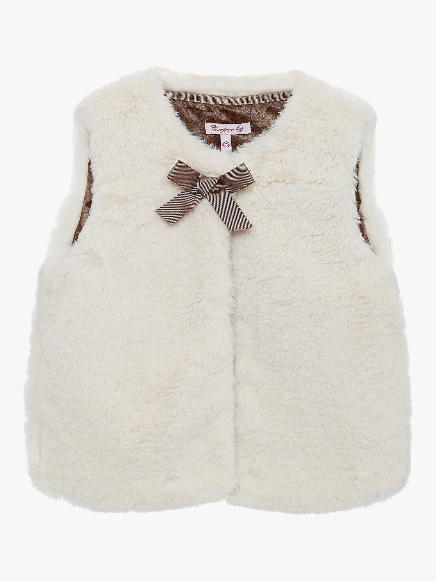 Trotters Kids' Millie Faux Fur Gilet, Winter White