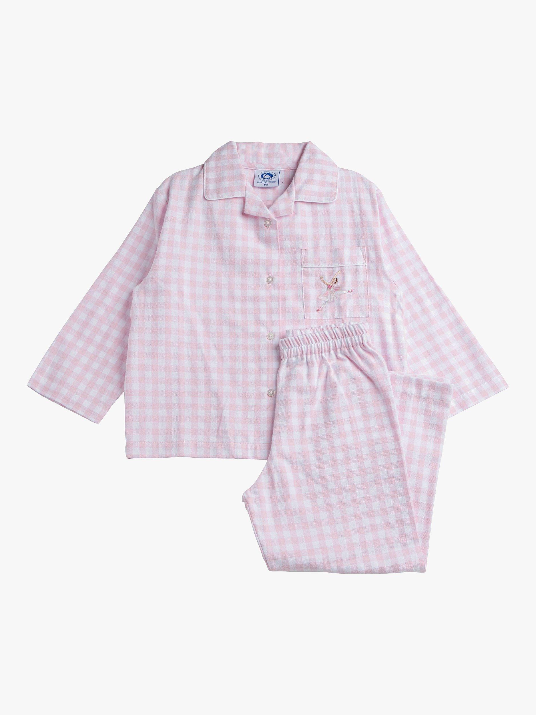 Trotters Kids' Margot Ballerina Pyjamas, Pale Pink Gingham