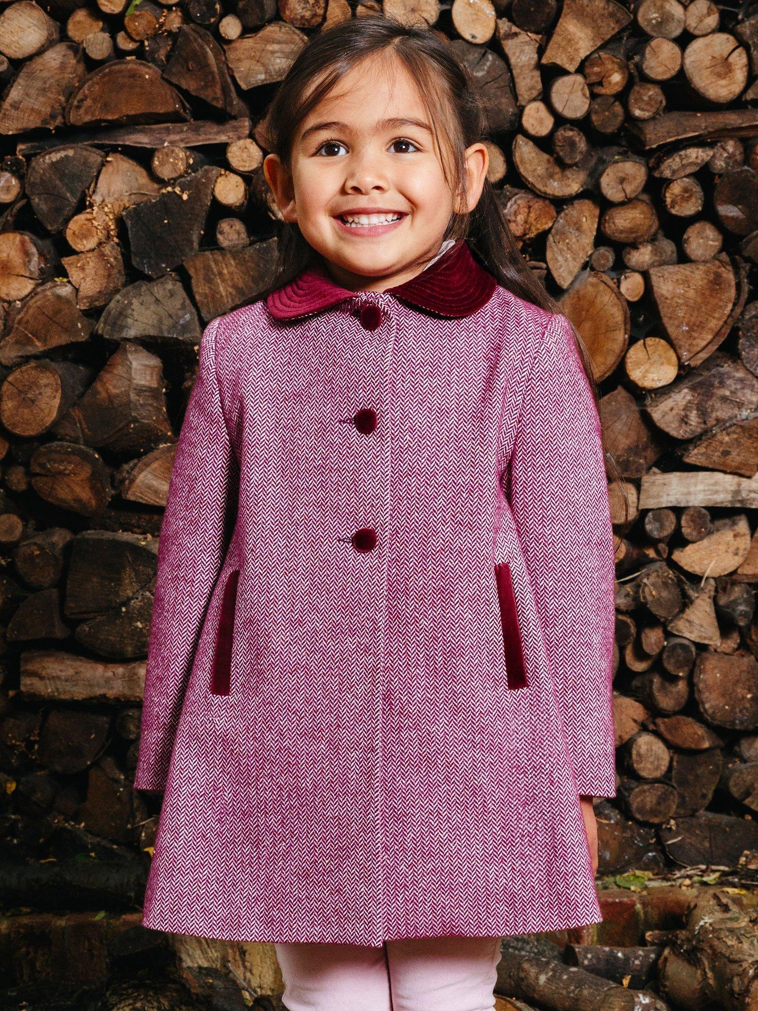 Product image 1 of 4, which shows Trotters Kids Matilda Swing Coat, Pink, 2 years