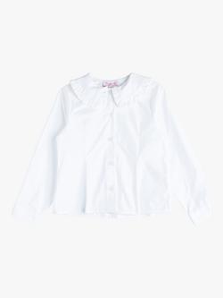 Trotters Kids' Pie Crust Collar Cotton Shirt, White, White