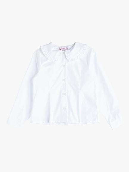 Trotters Kids' Pie Crust Collar Cotton Shirt, White, White