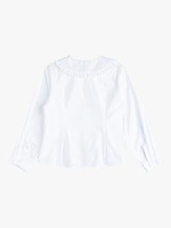 Trotters Kids' Pie Crust Collar Cotton Shirt, White - view 2, White