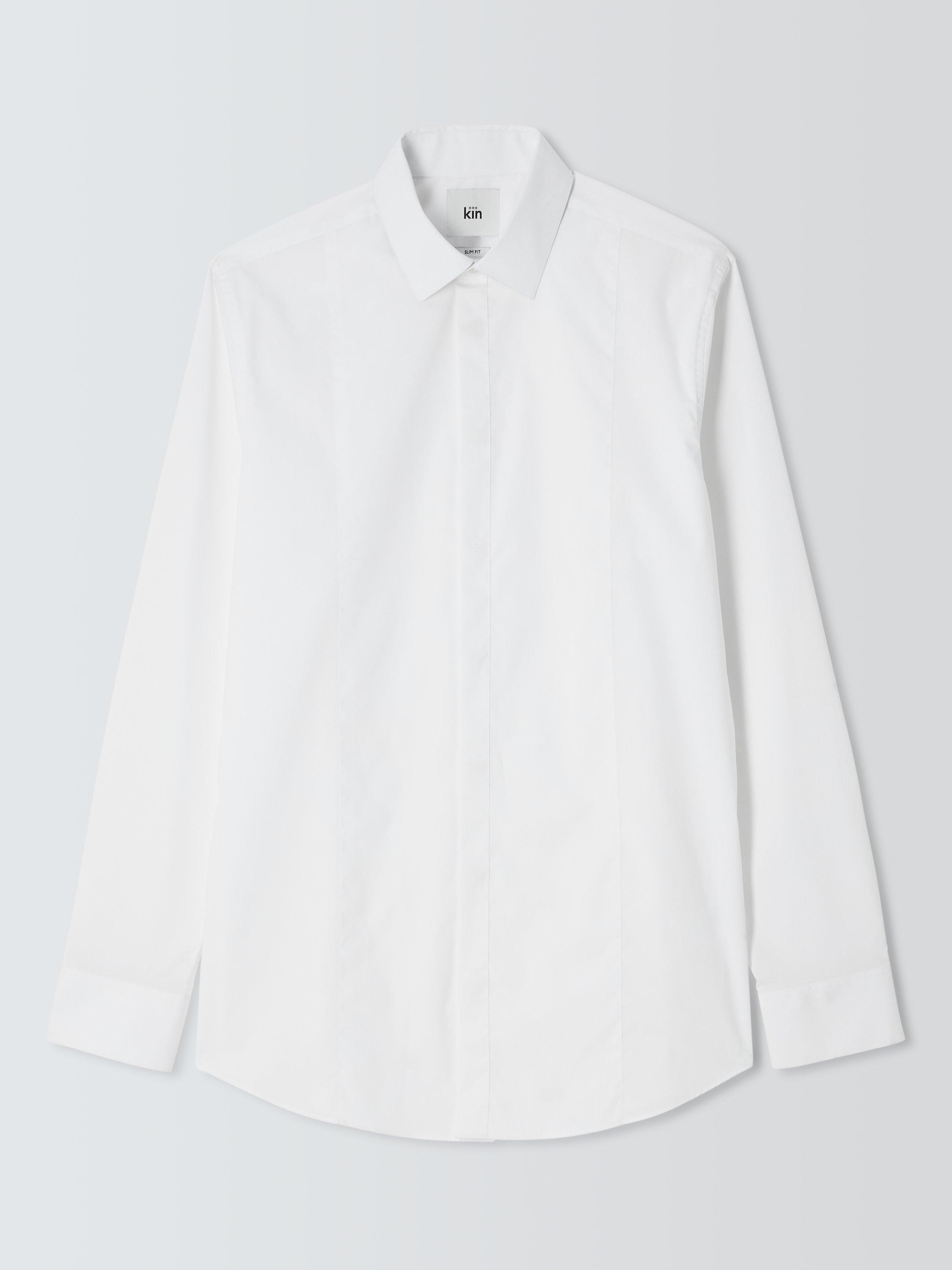 John Lewis Poplin Dinner Shirt, White, 14.5R