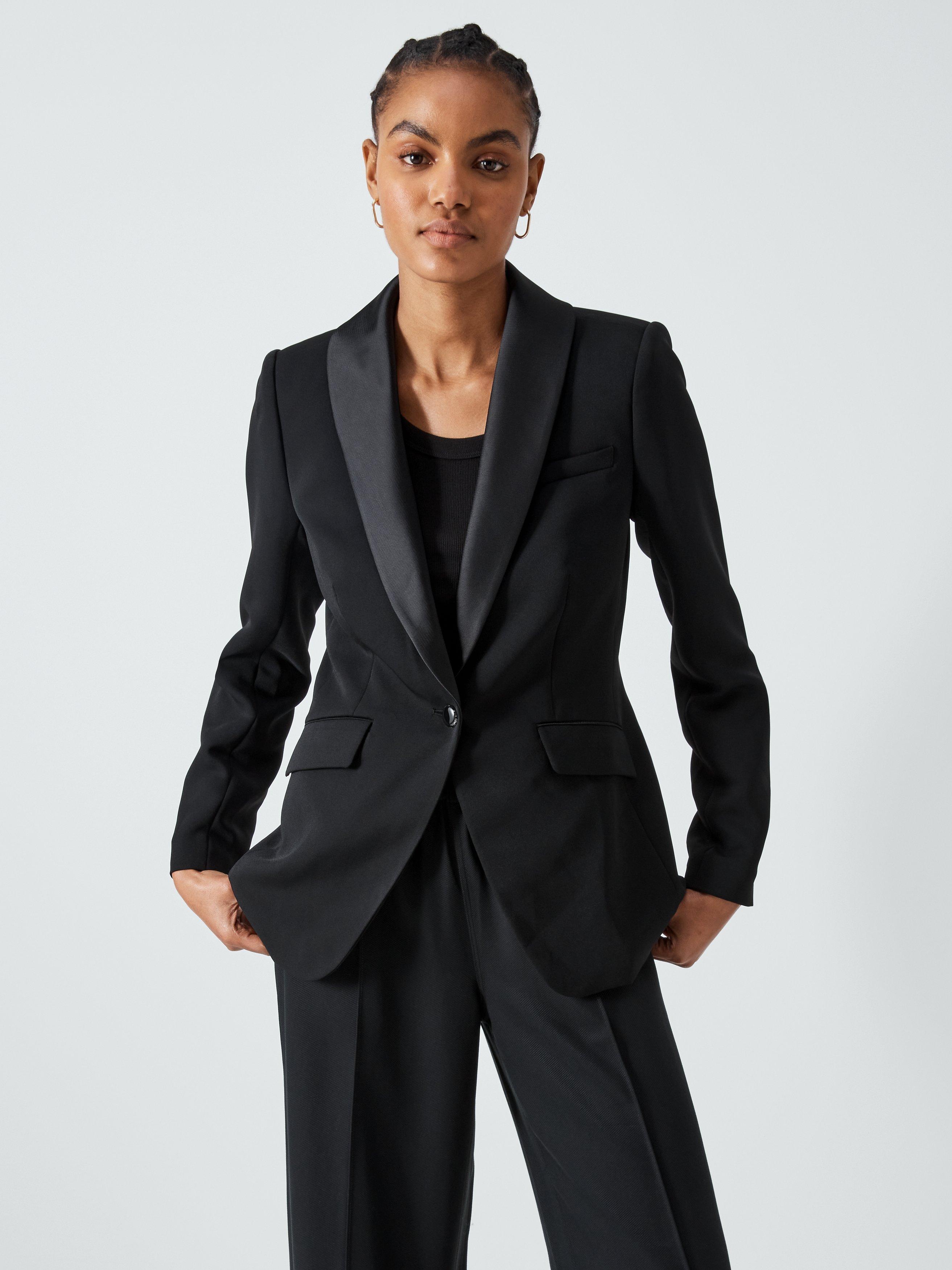 PAIGE Laure Satin Lapel Blazer, Black