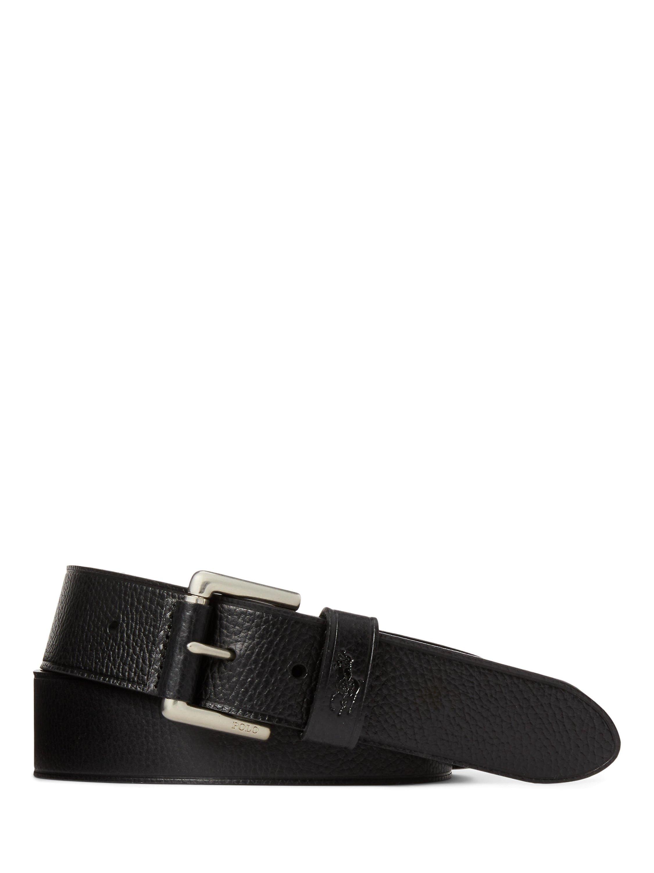 Product image 1 of 2, which shows Polo Ralph Lauren Pebbled Leather Belt, Black, 34