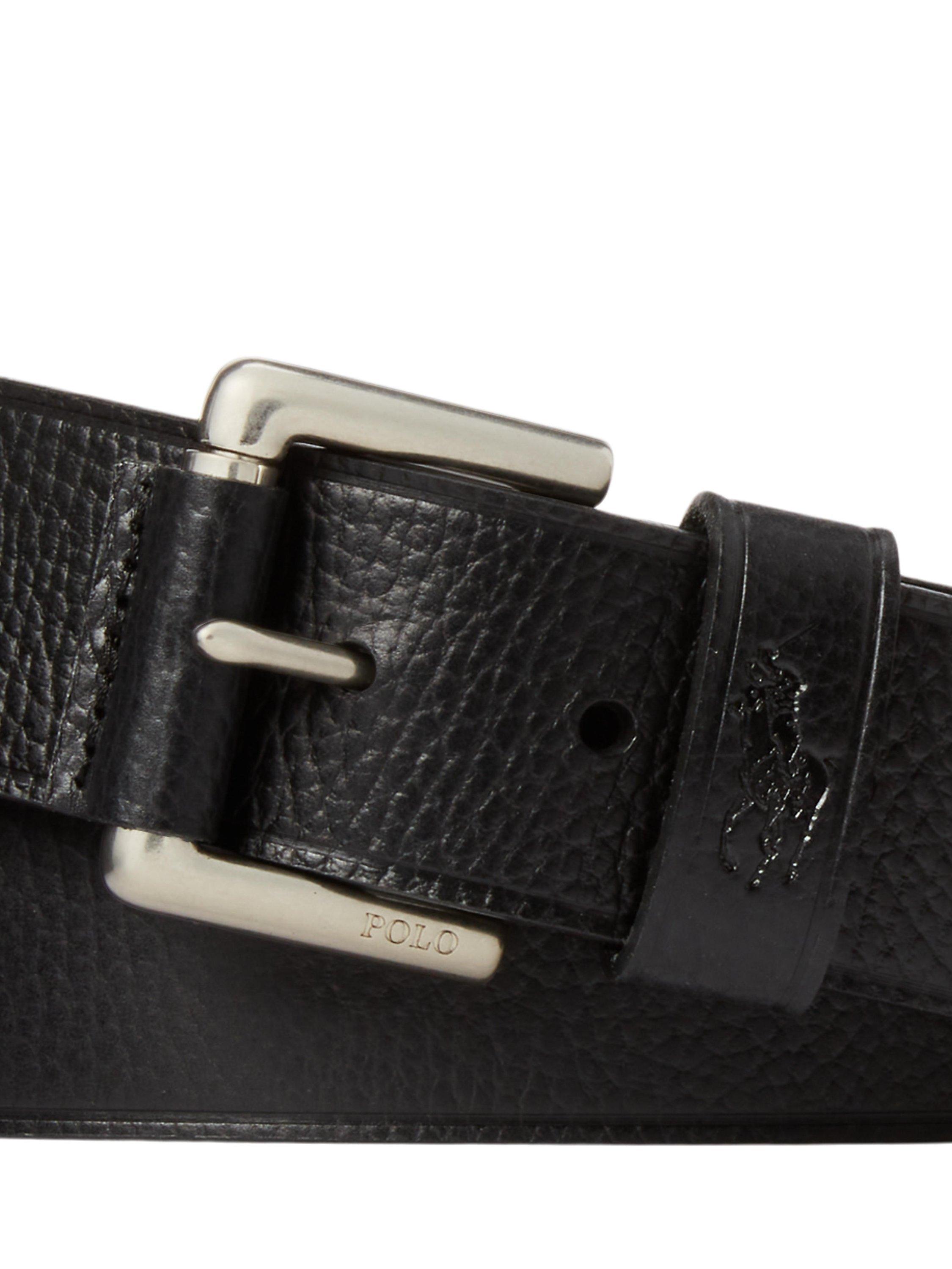 Product image 2 of 2, which shows Polo Ralph Lauren Pebbled Leather Belt, Black, 34