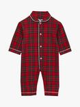 Trotters Baby Cosy Brushed Cotton Tartan Sleepsuit, Red/Multi