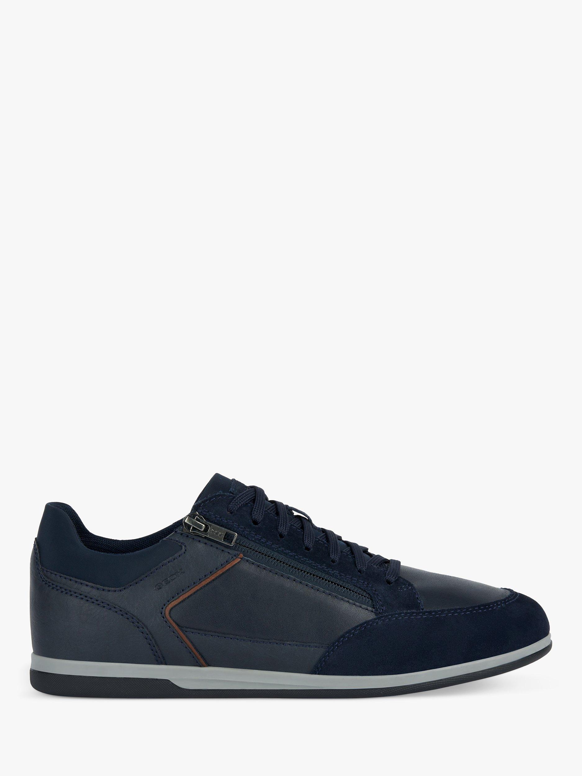 Geox Renan Wide Fit Leather Slip On Trainers, Navy