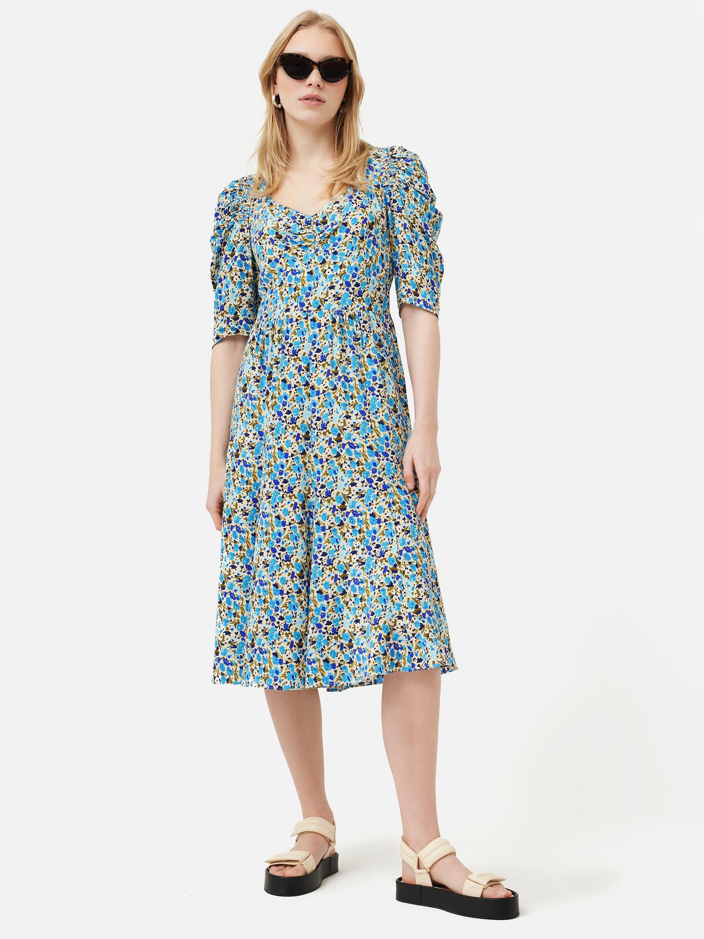 Jigsaw Carnation Floral Midi Dress, Multi