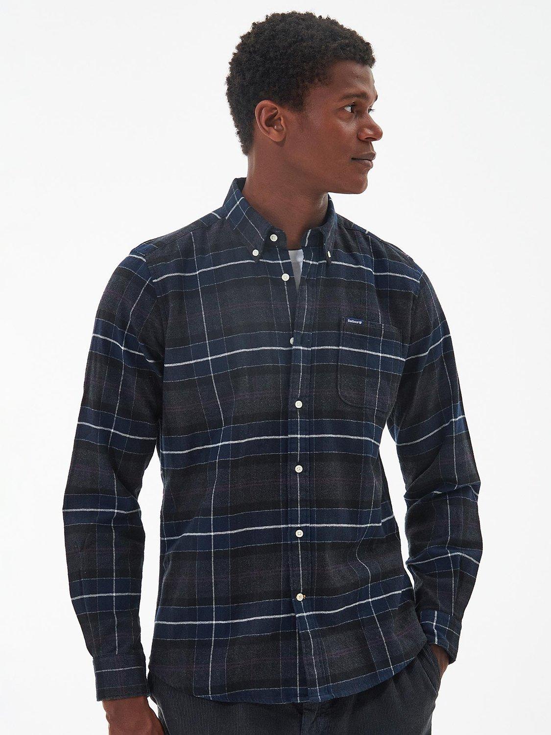 Barbour Cotton Check Shirt, Black Slate