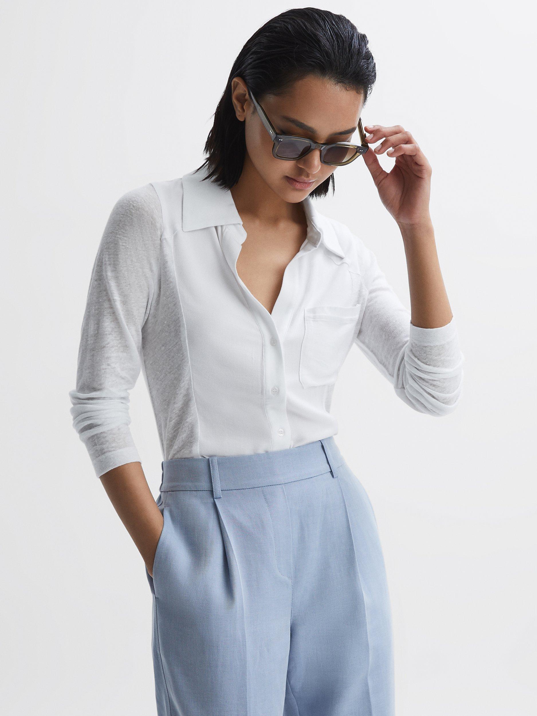Reiss Phillipa Long Sleeve Blouse, White