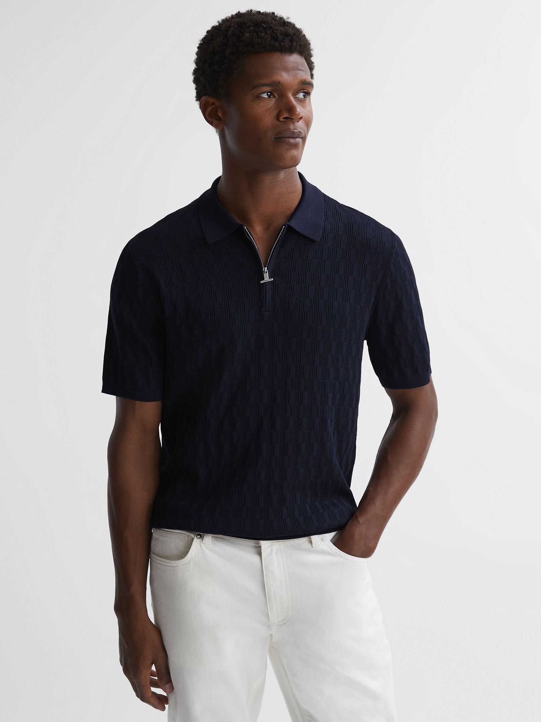 Reiss Textured Half Zip Polo Shirt
