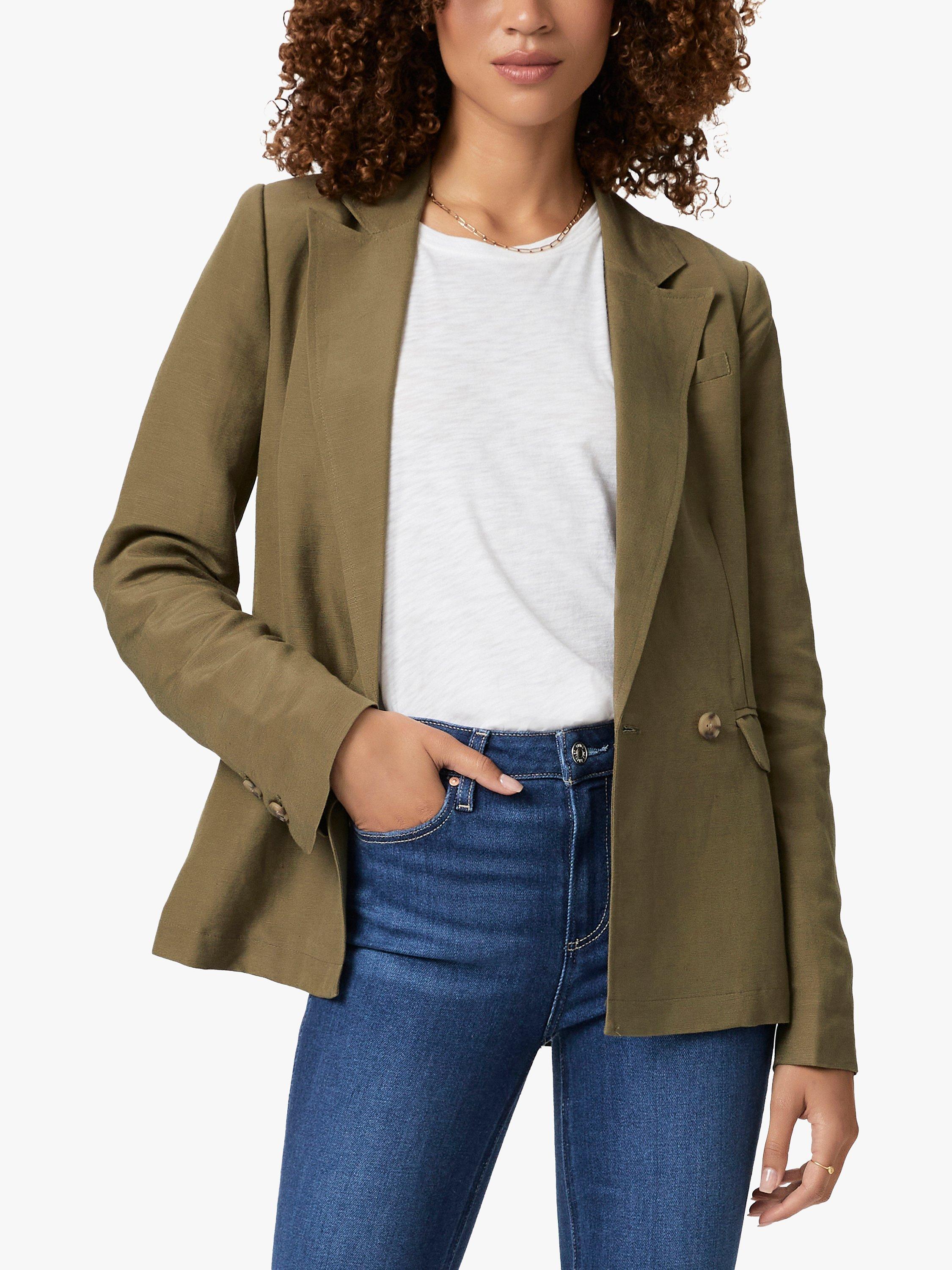 PAIGE Dawson Plain Linen Blend Blazer, Army