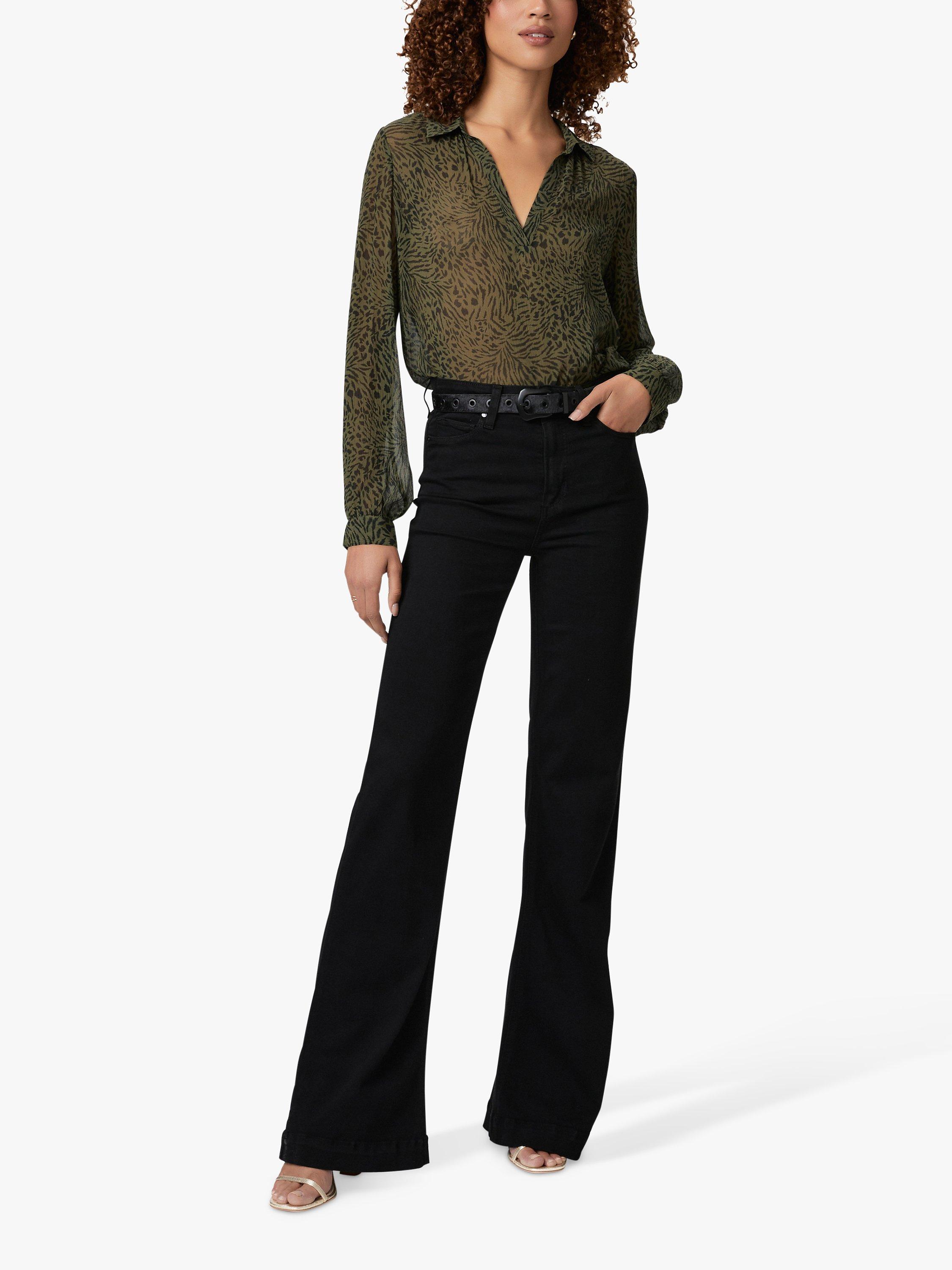 PAIGE Johannes Cheetah Print Silk Georgette Blouse, Army/Black