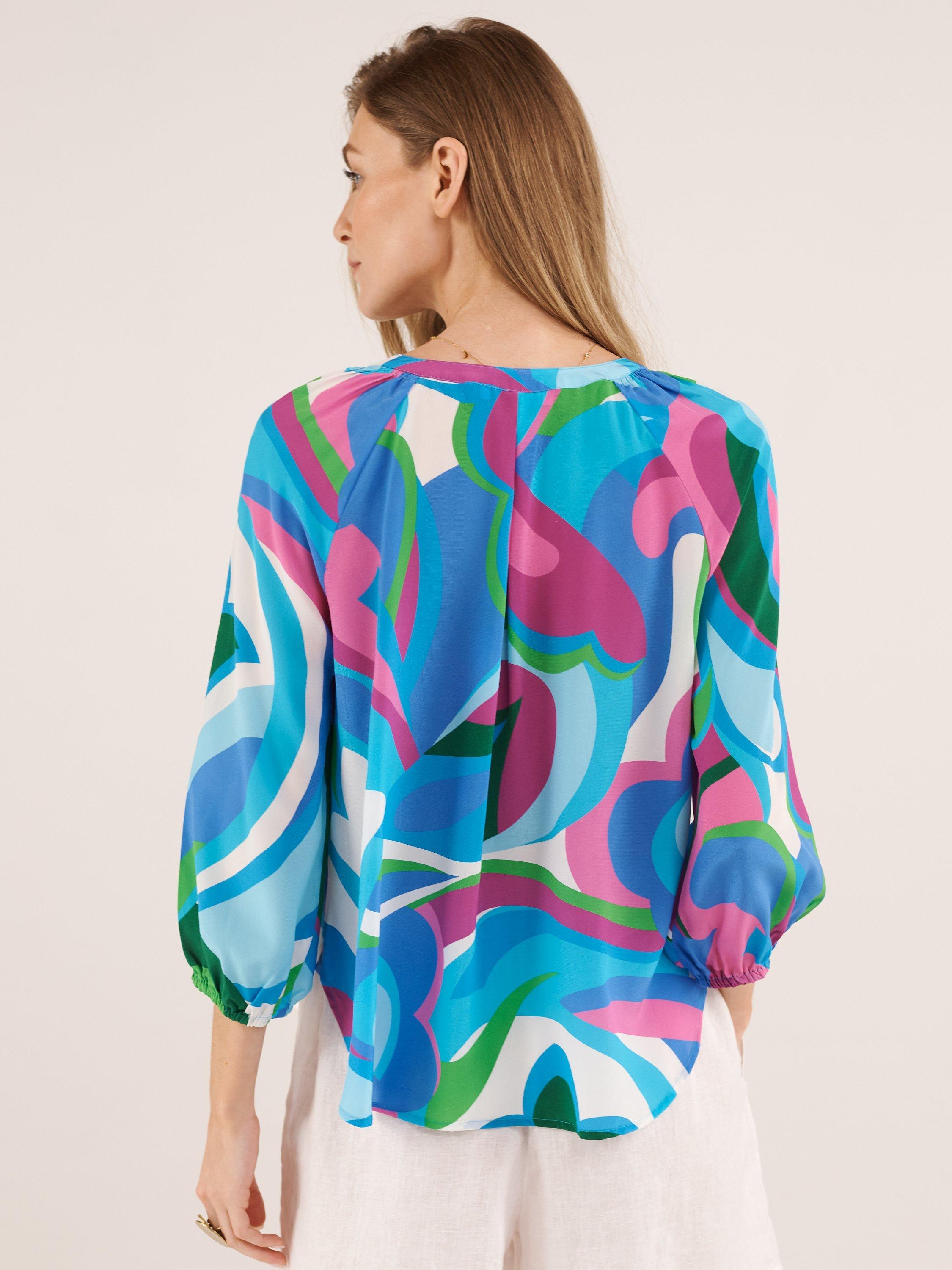 Product image 3 of 7, which shows NRBY Lara Silk Big Swirl Shirt, Multi, XS