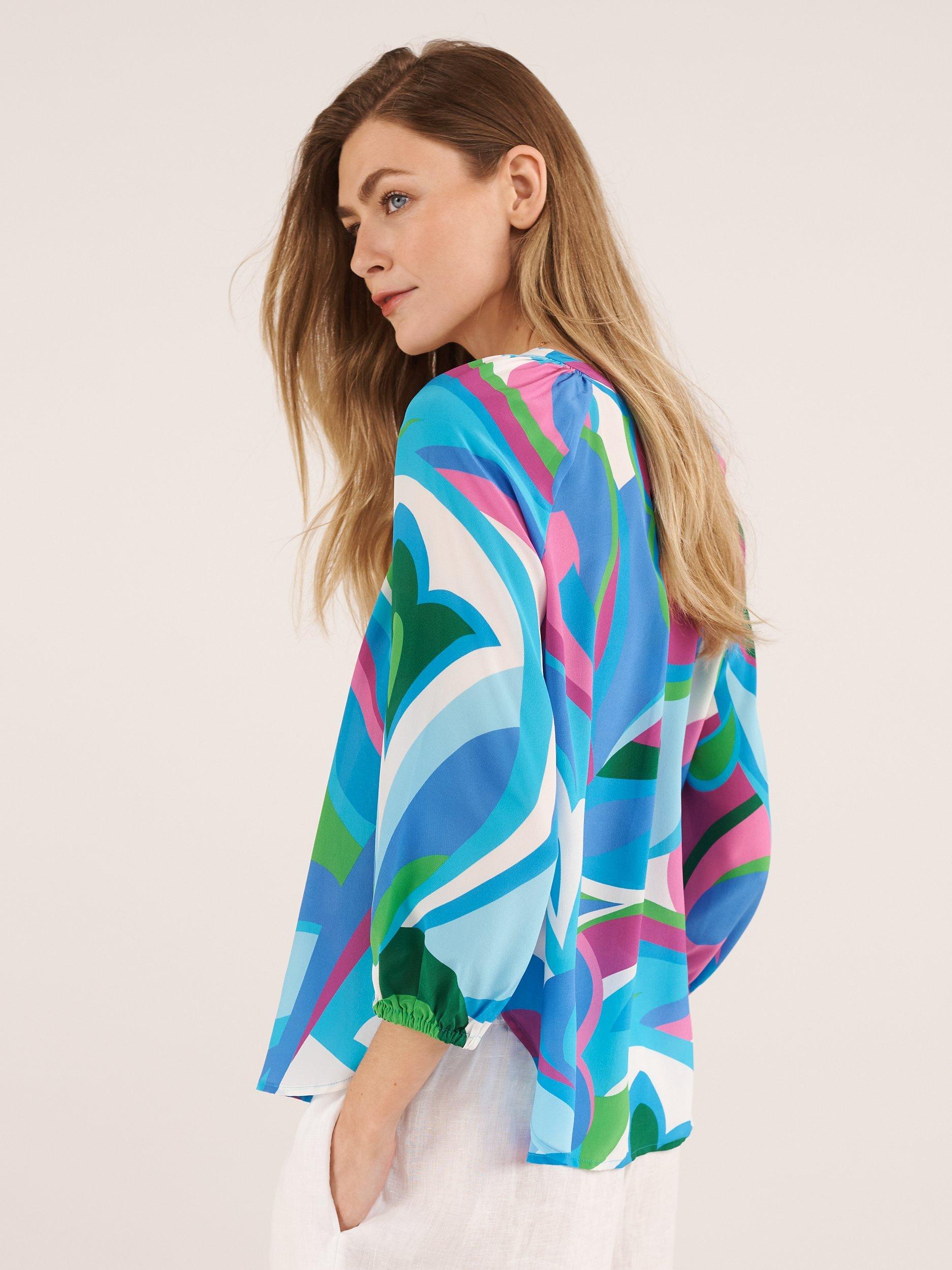 Product image 4 of 7, which shows NRBY Lara Silk Big Swirl Shirt, Multi, XS