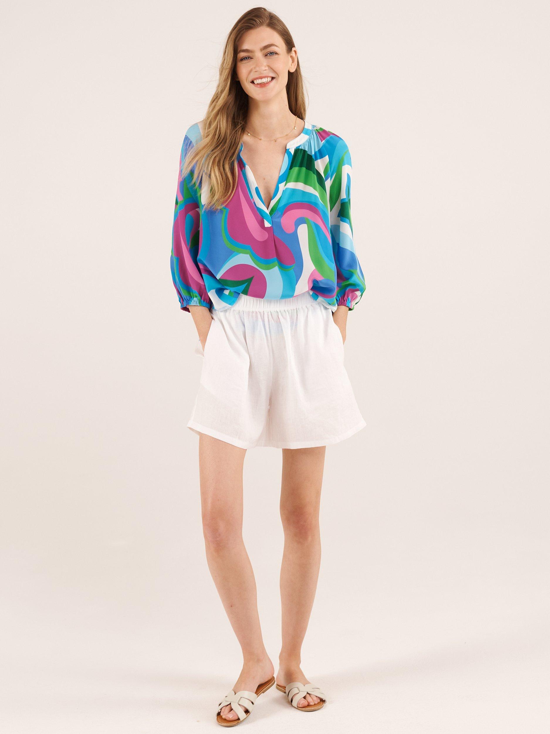 Product image 6 of 7, which shows NRBY Lara Silk Big Swirl Shirt, Multi, XS