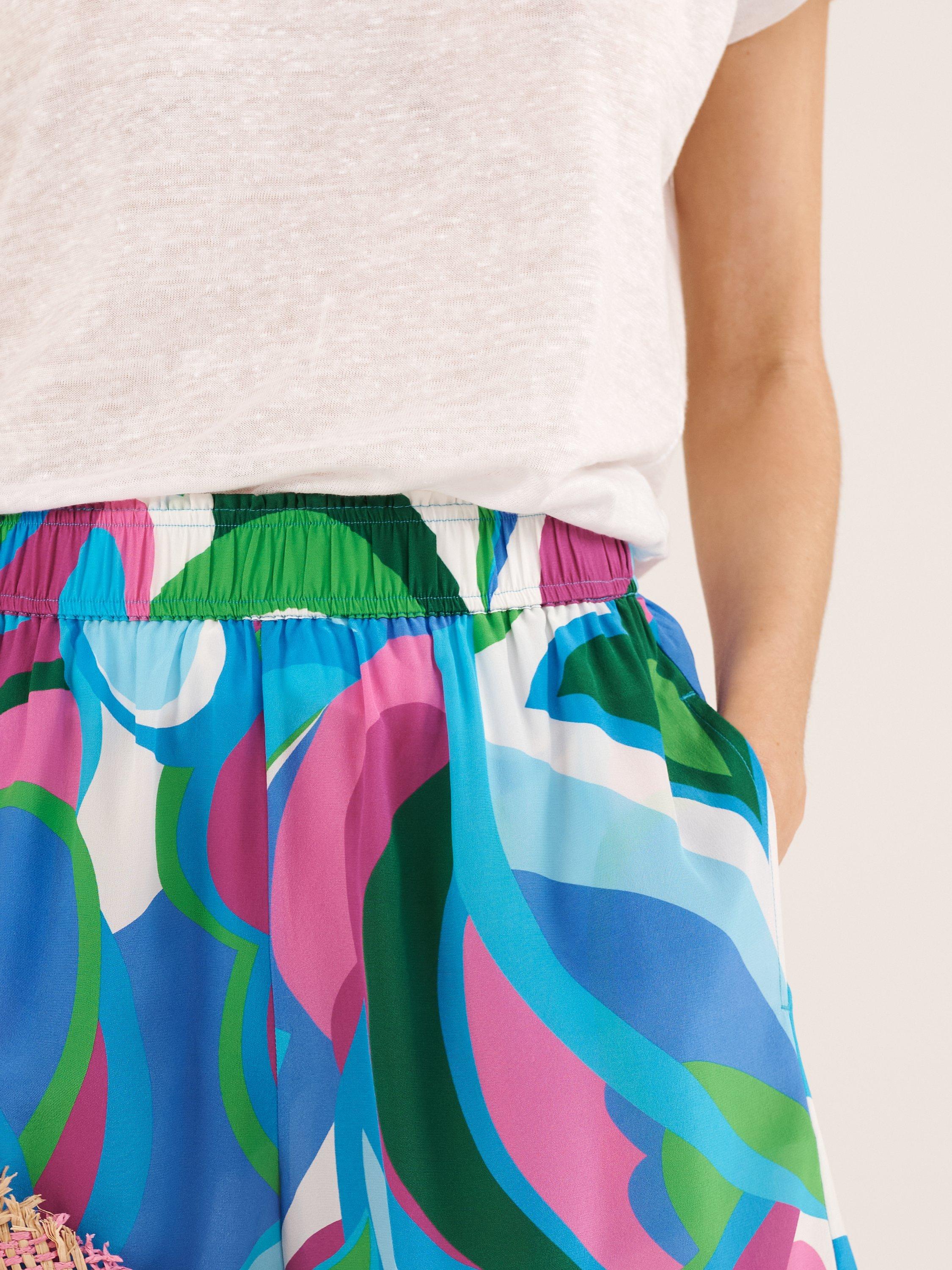Product image 5 of 7, which shows NRBY Poppie Big Swirl Print Silk Shorts, Multi, S
