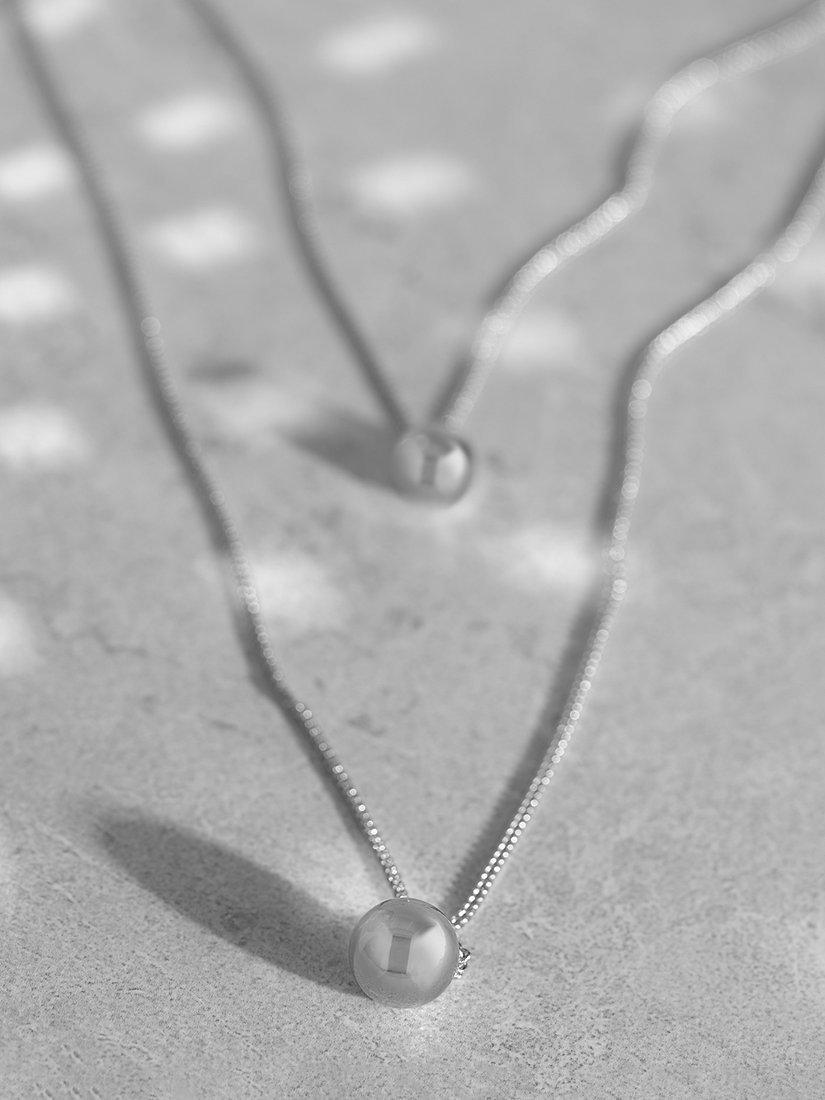 Mint Velvet Double Layer Sphere Necklace, Silver, One Size